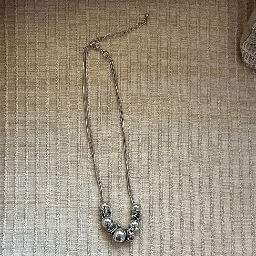 Elegant Silver Beaded Necklace